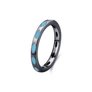 RHR1911 Anelli in Argento Sterling 925 Stile Vintage con Turchese Nero per Uso Quotidiano, Feste, Compleanni, Accessori e Regali - Product Image 1