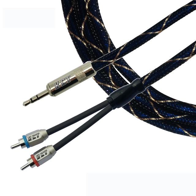 Hifi High-end 3.5 to 2rca Copper Shell Plated Nylon Braid RCA Cable 3.5 to 2RCA Audio Cable RCA 3.5mm Jack Audio Cables