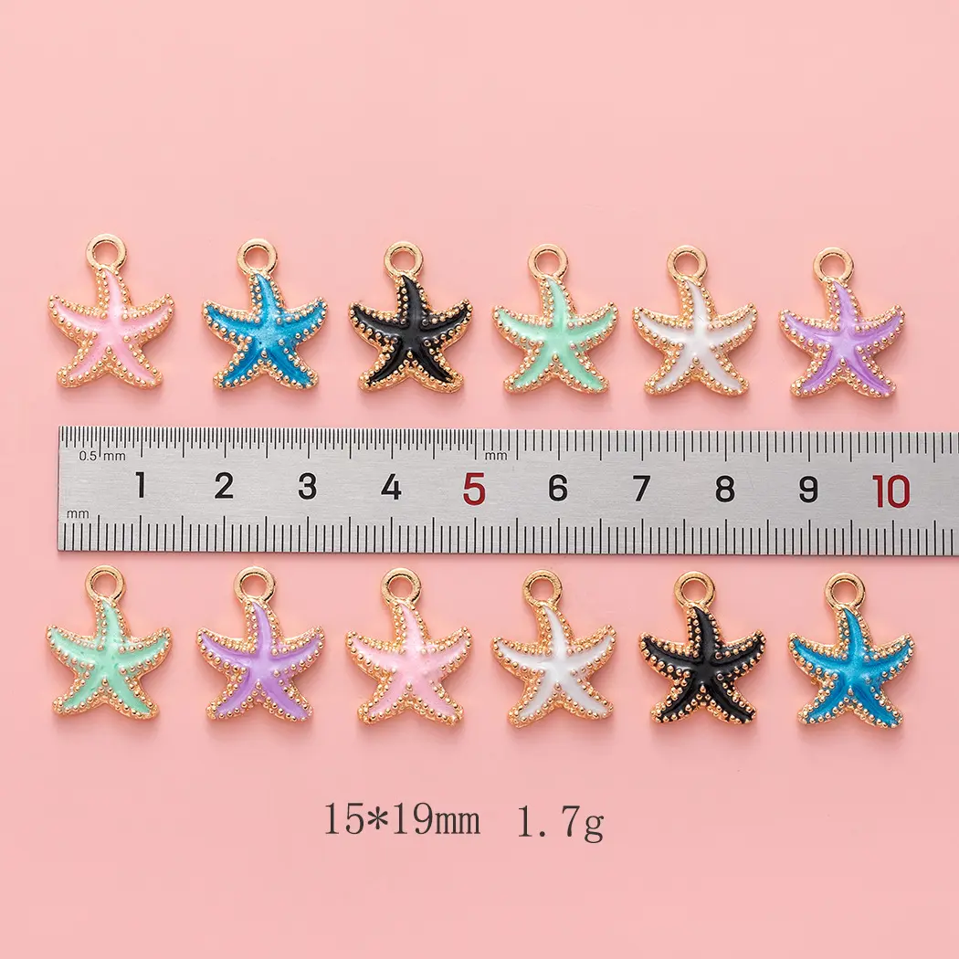 Mixed Designs Ocean Enamel Charm Starfish Shell Conch Alloy Charms for DIY Necklace Earrings Jewelry Making