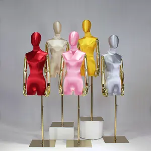 Ceda Fabric Golden Display Mannequins Boutique Clothing High End Fabric Cover Half Body Female Gold Mannequins