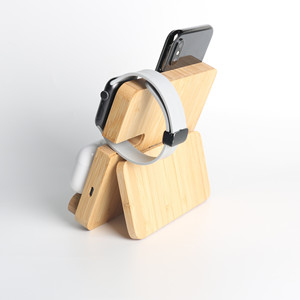 El Cargador Inalámbrico Tres en Uno Bamboo de 15w es Adecuado para la Carga Inalámbrica de Teléfonos Móviles, Auriculares y Relojes - Product Image 4