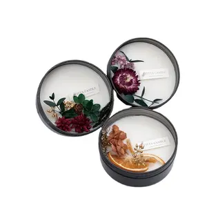 Jy atacado personalizado luxrey marca privada velas de cera de soja perfumadas com pétalas de flores na caixa para distribuidor de presente velas