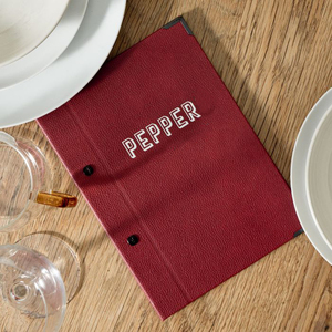 Porta Menús de Cuero con Fijación por Tornillos para Restaurantes, Personalizable, para Menús de Alta Cocina - Product Image 1