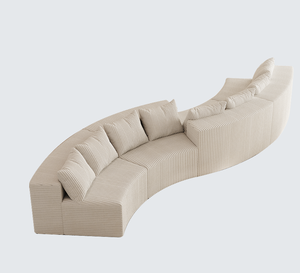 Modern Corduroy Curved Sectional <b>Sofa</b> Set with 8 <b>Pillows</b> Modular Semi-Circular Compression <b>Sofa</b> for Apartment & Hotel Bedroom - Product Image 3