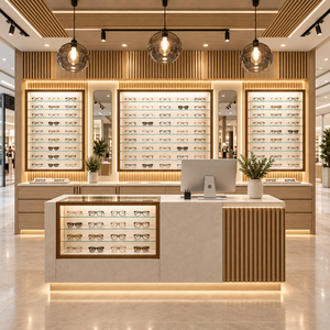 Meubles sur mesure pour magasin d'optique : Vitrine à lunettes, étagères murales, comptoir pour boutique de lunettes - Product Image 2
