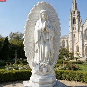 YOUFINE Estatua <span class=keywords><strong>de</strong></span> Nuestra Señora <span class=keywords><strong>de</strong></span> <span class=keywords><strong>Guadalupe</strong></span> Tallada a Mano en Mármol Blanco, Escultura Religiosa para Iglesia y Jardín - Product Image 1