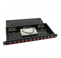 Panneau de brassage fibre optique 19 pouces 12 ports ST monomode à montage en rack, ODF multimode ST OM1/OM2/OM3/OM4 avec adaptateur pour centre de données
