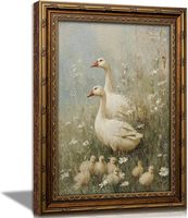 Vintage Entenfamilie Wandkunst Goldgerahmt Gänseblümchen Blumenmuster Landhaus-Dekor OEM ODM Musterbereitstellung in Halbtage