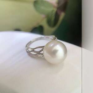 Source Factory's 925 Silver Fashion <b>Ring</b> for Women Natural <b>Pearl</b> 12-13 mm Cross Border Live Streaming - Product Image 3