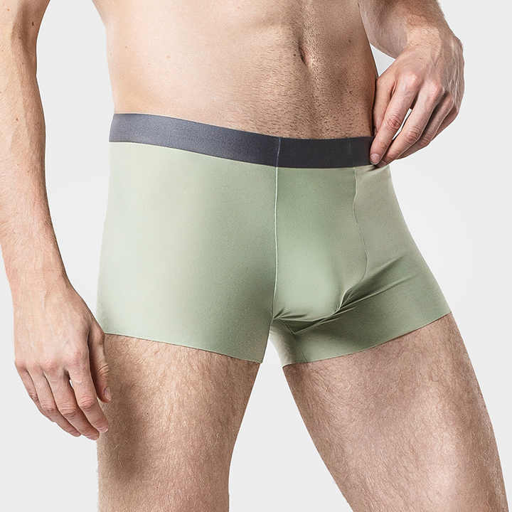 优质冰丝无缝性感内衣透气快干透明平角男士内裤