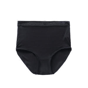 Panties Cortos de Cintura Alta, Transpirables, de Seda, con Encaje, Color Sólido, Ropa Interior Femenina al por Mayor - Product Image 5