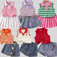 Ensemble deux pièces mignon pour filles - Ensemble polo et jupe style collège pour bébé et enfant