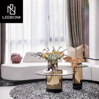 Meubles de salon de luxe modernes Table d'appoint en marbre/verre miroir Table basse
