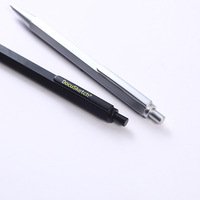Bolígrafo Metálico Hexagonal Negro Mate Plateado con Clic, Personalizable con Logotipo de Marca, Bolígrafo de Escritura Premium para Oficina, Regalo Corporativo