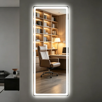 Miroir LED intelligent moderne à corps entier, tactile et à intensité variable, mural, idéal pour salon, vente directe usine, OEM/ODM