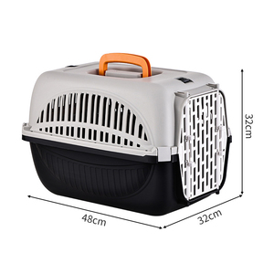 Tas Pengangkut Hewan Peliharaan Kucing & Anjing, Kandang Hewan Kecil Bernapas dengan Rangka Besi, Penutup Kancing, Baki Plastik, Portabel untuk Luar Ruangan - Product Image 3