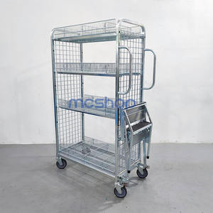 वेयरहाउस वर्कशॉप सुपरमार्केट सामग्री के साथ तार की टोकरी के साथ तार की टोकरी के साथ ट्रॉली को उठाया गया - Product Image 3