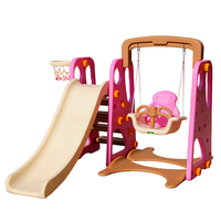 Petit toboggan en plastique pour enfants avec balançoire, pour jouer à la maison ou dans le jardin.