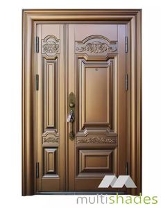 Luxurious Custom Designed Aluminum Unequal Double <strong>Door</strong> American Style with Wicket <strong>Door</strong> <strong>Timber</strong> Finish Main Design Double <strong>Leaf</strong> - Product Image 6