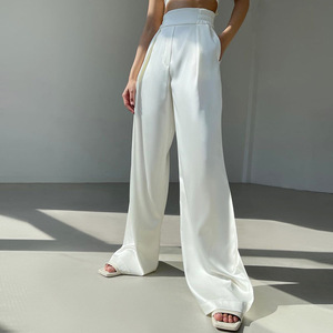 ANSZKTN Blazer en satin Soutien-gorge crop top <span class=keywords><strong>Pantalon</strong></span> taille haute sur mesure <span class=keywords><strong>Pantalon</strong></span> large pour <span class=keywords><strong>femme</strong></span> - Product Image 3