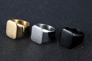 Bijoux de fête hip hop vente en gros de chevalière en acier inoxydable pour homme plaqué or 18 carats - Product Image 5