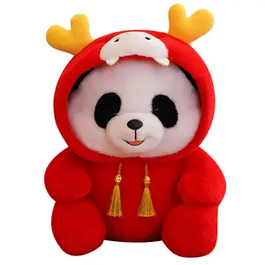 2024 Cute panda the Year of the Dragon mascot Plush Dragon Mascot Toy Transformed Panda Stuffed Animal Toys Chinese Gift