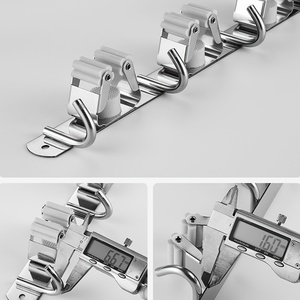 5 supports avec 4 crochets, porte-balais et porte-serpillères argenté, organisateur d'outils de <span class=keywords><strong>jardin</strong></span> et de cuisine, 4 supports, fixation murale - Product Image 6