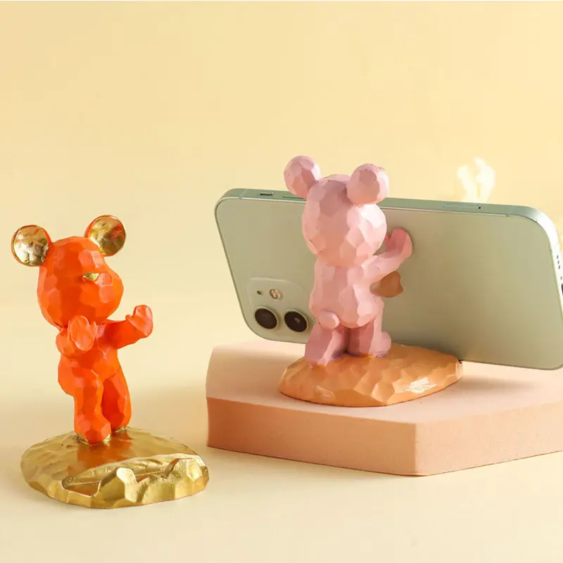 Desktop Resin Cute Cartoon Bear mobile Smartphone Stand Mount Cell Phone Holder for All Smartphone,Ipad,Tablet Home Decor Gift