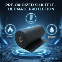 Feutre en fibre de polyacrylonitrile pré-oxydé sur mesure OEM, 1 mm-10 mm, 100 g-2200 g/m², couverture douce en fibre de carbone résistante à la chaleur