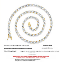 Hersteller Ovaler Schliff 4-Krappen-VVS1-Moissanit-Tenniskette aus 925er Silber – Hautberuhigender, glänzender Schmuck für den Red Carpet