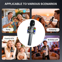 Microphone sans fil multifonctionnel BT, microphone portable, avec audio, microphone pour enfants, pour chanter