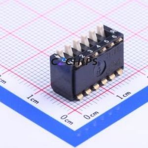 DSPV06LSGET DIP Switch SMD-12P,9x16.6mm Switch Piano Key Single Pole Single Throw 6 2.54mm - Product Image 1