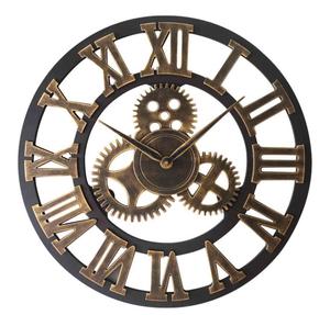 Round Iron Antique Industrial Metal Quartz Wall <b>Clock</b> for Home Decoration in Vintage or Loft Style Interiors - Product Image 2