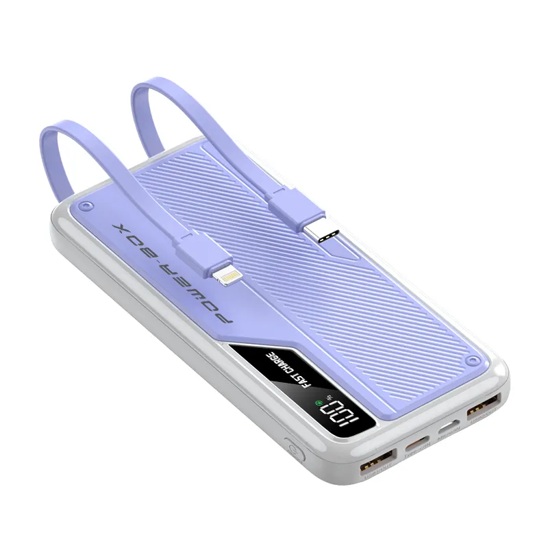 ES-239 10000Mah 5000Mah Power Bank Met Ingebouwde Kabel Dual Tips Led Power Bank Met Lcd-Scherm