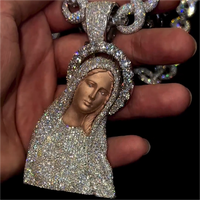 Pendentif en or massif véritable 9K 10K 14K 18K S925 en argent glacé Mary Charm Hip Pop sur mesure