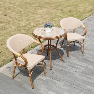 (SP-OC368) bahçe mobilya açık beyaz rattan bambu yemek sandalye açık cafe set