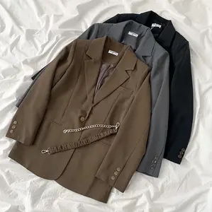 Schooluniform Meisjes Blazer Jas Effen Kleur Revers Pak Open Lange Mouw Blazers Voor Kinderen Meisjes Stevige Knoop Omhoog