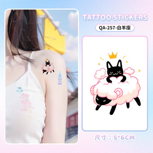 QA chaton noir douze <span class=keywords><strong>Constellations</strong></span> couleur <span class=keywords><strong>tatouage</strong></span> autocollants garçon et fille étanche Ins longue durée clavicule bras dos de la main - Product Image 2