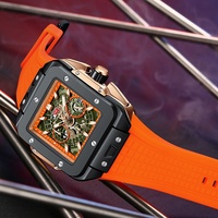 Montre pour homme en alliage de quartz, boîtier carré tendance, bracelet en silicone, étanche 0475G