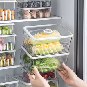 Rangement pour la <span class=keywords><strong>cuisine</strong></span> Organisateur de réfrigérateur transparent Conteneurs de stockage des aliments Paniers de fruits et légumes frais Boîte de rangement pour réfrigérateur - Product Image 4