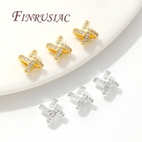 Perles entretoises en laiton plaqué or 18 carats en forme de X avec zircon, accessoires de fabrication de colliers et bracelets DIY, composants de bijoux en vrac