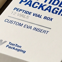 Boîte rigide personnalisée en papier spécial blanc avec couvercle et base pour flacons de peptides, 12 flacons, éponge, impression offset quadricolore, soins personnels