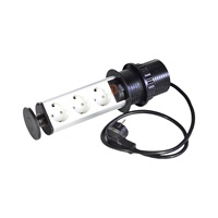 Prise de table escamotable intelligente moderne en alliage d'aluminium blanc, 3 prises, 3 ports de sortie EU, courant nominal 16A, IP44