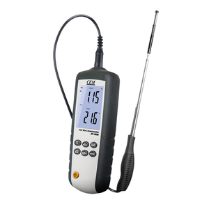 CEM DT-3880 เครื่องวัดความเร็วลมแบบใช้ลวดร้อน อินเทอร์เฟซ USB พร้อมเซ็นเซอร์วัดอุณหภูมิ แบบพกพา พร้อมจอ LCD สำหรับอุตสาหกรรม - Product Image 1