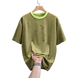 เสื้อยืดพรีเมียมสไตล์วินเทจสำหรับผู้ชาย แขนสั้น ทรงหลวม ลุคย้อนยุค ฟอกสีซีด ดีไซน์เท่ห์ๆ สไตล์ลำลอง - Product Image 1