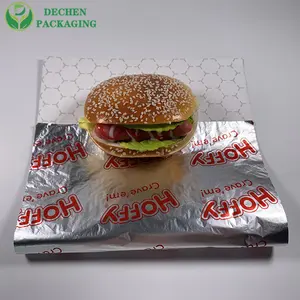 Takeaway Paper Burger Wrap Silver Insulated Foil For Wrapping Hot Food