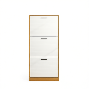 Meuble de rangement à chaussures blanc à 3 tiroirs, design minimaliste moderne, autoportant, pour entrée ou salon - Product Image 1