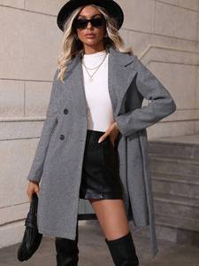 Phụ Nữ Của Mùa Thu Trang Phục Chính Thức Dài Áo Khoác Áo Khoác Nút Duy Nhất Đóng Cửa Đồng Bằng Nhuộm Dệt <span class=keywords><strong>Polyester</strong></span> Vải Văn Phòng Phụ Nữ 'Áo Khoác Mùa Đông - Product Image 2