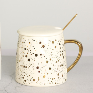 Taza de cerámica nórdica ins Creative Starry Sky, taza de café con tapa, cuchara, oficina, hogar, blanco, negro, rosa, dorado, taza de regalo de leche, 320ml - Product Image 6