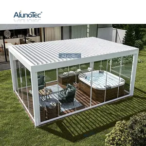 AlunoTec Modern Rainproof Aluminum Bioclimatic Garden Shed Pergola Roof With Adjustable Blinds